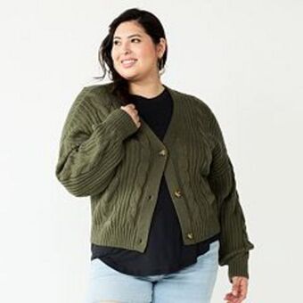 Kohl's Juniors' plus size so® cable cropped cardigan offer