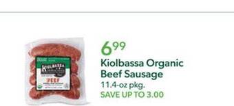 Publix Kiolbassa organic beef sausage offer