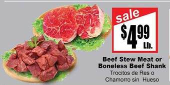 Rancho Markets Beef stew meat or boneless beef shank offer