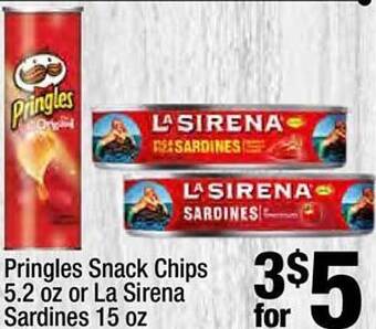 Super King Markets Pringles snack chips or la sirena sardines offer