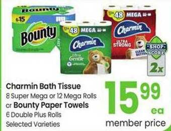 Safeway Charmin bath tissue or bounty paper towels offer
