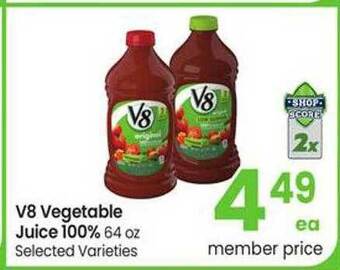Safeway V8 vegetable juice 100% offer
