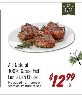 Sprouts Farmers Market Allnatural 100% grassfed lamb loin chops offer