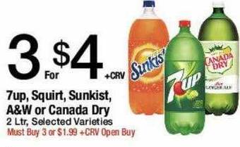 Jons International 7up squirt sunkist a&w or canada dry offer