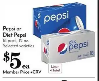 Pavilions Pepsi or diet pepis offer