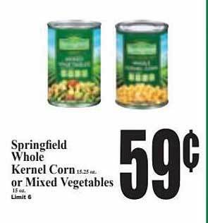 Baja Ranch Springfield whole kernel corn or mixed vegetables offer
