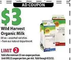 Fiesta Mart Wild harvest organic milk offer