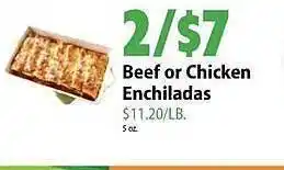 Fiesta Mart Beef or chicken enchiladas offer