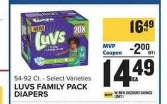 Food Lion Luvs family pack diapers offer