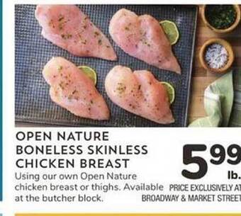Albertsons Open nature boneless skinless chicken breast offer