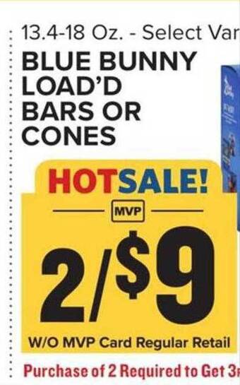 Food Lion Blue bunny load'd bars or cones offer