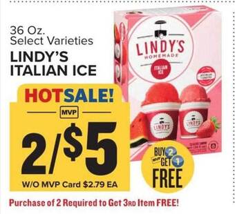 Food Lion Lindy's italian ice offer
