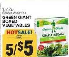Food Lion Green giant boxed vegetables offer