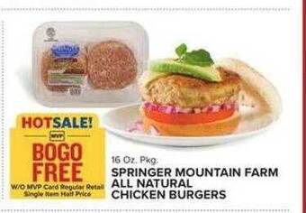 Food Lion Springer mountain farm all natural chicken burgers offer