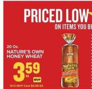 Food Lion Nature's own honey wheat offer