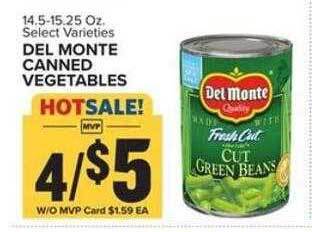 Food Lion Del monte canned vegetables offer