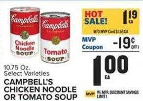 Food Lion Campbell's chicken noodle or tomato soup offer