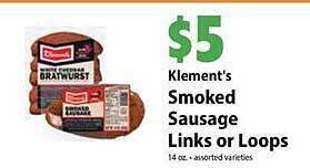 Festival Foods Klement's smoked sausage links or loops offer