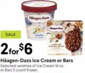 Häegen-Dazs Ice Cream or Bars 14 oz.