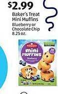 Aldi Baker's treat mini muffins blueberry or chocolate chip offer
