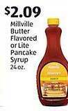 Aldi Millville butter flavored or lite pancake syrup offer
