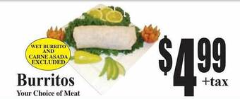 Baja Ranch Burritos offer