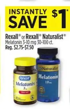 Dollar General Rexall or rexall naturalist melatonin 3-10mg offer