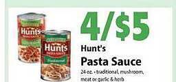 Festival Foods Hunt's pasta sauce offer