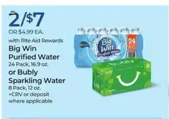Rite Aid Big win purified water or bubly sparkling water offer