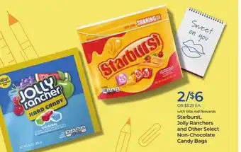 Rite Aid Starburst, jolly ranchers and other select non-chocolate candy bags offer