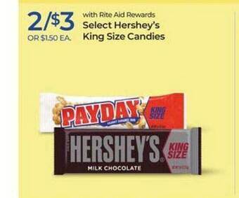 Rite Aid Select hershey's king size candies offer