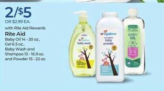 Rite aid baby oil, gel, baby wash and shampoo and powder