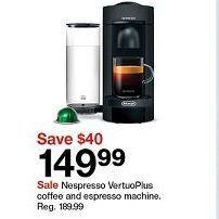 Target Nespresso vertuoplus coffee machine offer
