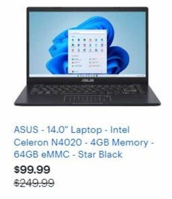 Best Buy Asus - 14.0'' Laptop - Intel Celeron N4020 - 4GB Memory - 64GB eMMC - Star Black offer