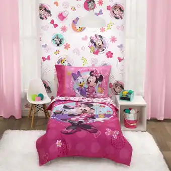 Walmart Disney minnie mouse 4-piece happy helper toddler bedding sets, toddler bed, pink offer