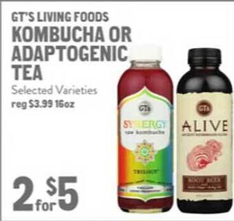 New Seasons Market Gt's living foods kombucha or adaptogenic tea offer