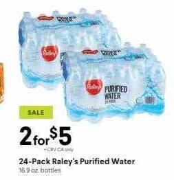 Nob Hill 24 pack raley's purified water offer