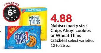 Hy-Vee Nabisco party size chips ahoy! cookies or wheat thins crackers offer