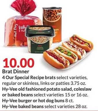 Hy-Vee Brat dinner offer