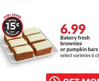 Hy-Vee Bakery fresh brownies or pumpkin bars offer
