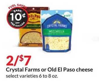 Hy-Vee Crystal farms or old el paso cheese offer