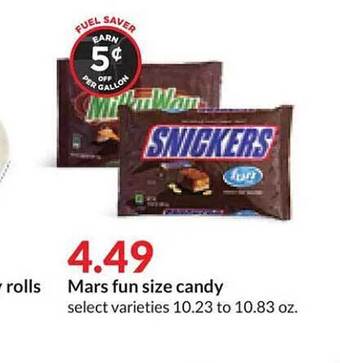 Hy-Vee Mars fun size candy offer