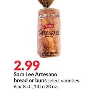 Hy-Vee Sara lee artesano bread or buns offer