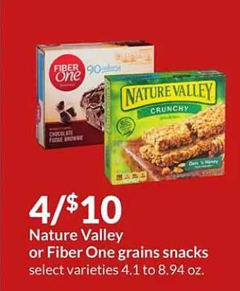 Hy-Vee Nature valley or fiber one grains snacks offer