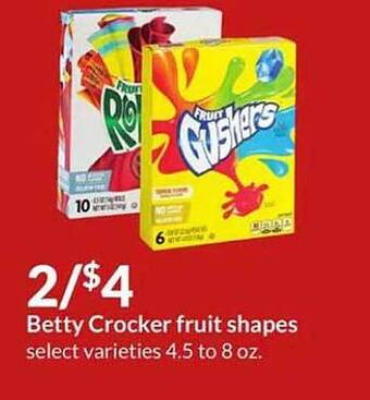 Hy-Vee Betty crocker fruit shapes offer