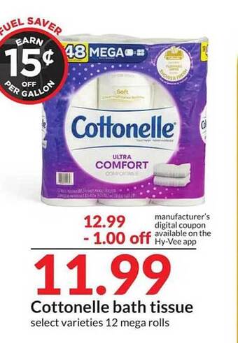 Hy-Vee Cottonelle bath tissue offer