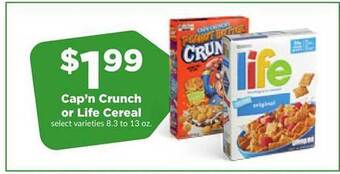 Hy-Vee Cap'n crunch or life cereal offer