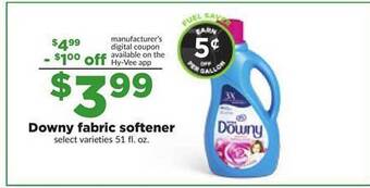 Hy-Vee Downy fabric softener offer
