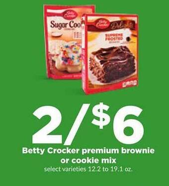 Hy-Vee Betty crocker premium brownie or cookie mix offer