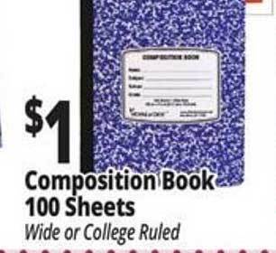 Ocean State Job Lot Composition book 100 sheets offer